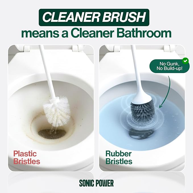 Electric Toilet Brush &amp Scrubber – Self Cleaning Silicone Toilet Bowl Brush with UVC Light Rechargeable Wireless Spinning Toilet Brush &amp Holder Set Wall Mount or Floor Standing (Pack of 1)