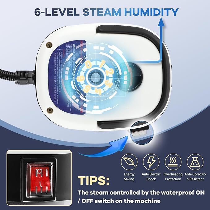 Moongiantgo High Pressure Steam Cleaner 2500W Portable High Temp Bathroom Power Steamer Cleaning Machine For Home Use Grout Tile Kitchen Grease Car Detailing Engine (110V White)