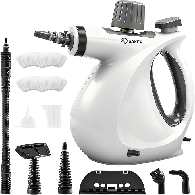 Saker EverSteam Instant-Heat Steam Cleaner + Saker Handheld Steam Cleaner Upgraded with 5 Fiber Cloths