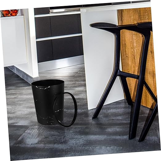 Large Capacity Marble Pattern Trash Bin for Home Office Stylish Wastebasket for Bathroom Living Room Plastic Garbage Can with Press Ring Design