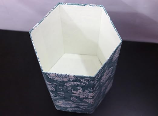 Generic Floral Hand Block Print Paper Dustbin Cotton Printed Wastebasket Indian Vintage Home Decor Hotel Room Decor (1 Sky Blue)