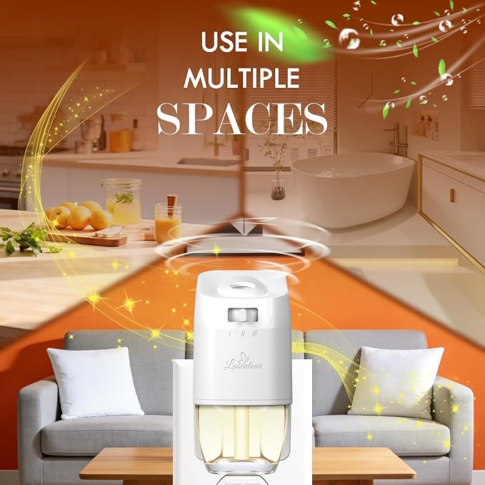 Plug In Air Freshener Starter Kit 12 Refills + 1 Warmer Hawaiian Jasmine &amp Fresh Cotton Scents for Home &amp Bathroom Office Compatible with Air Wick &amp Glade Not Include Glade Plus