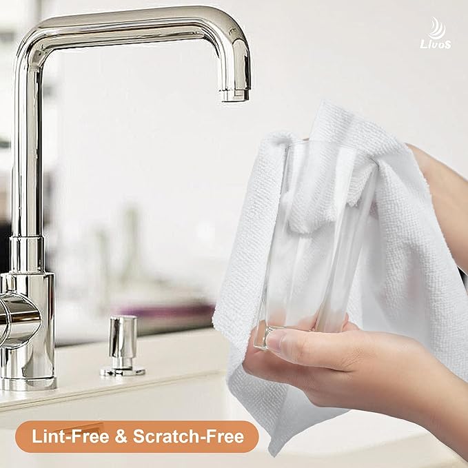 LIVOS Microfiber Cleaning Cloth Roll - 80 Pack Reusable Paper Towels White Tear Away Microfiber Towels for Car Super Absorbent Lint Free Cleaning Rags for House KitchenWindow- 11.5x11.5