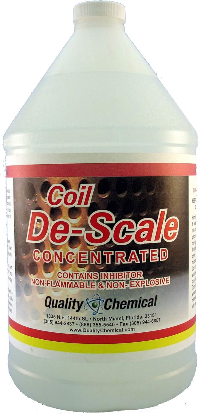 Quality Chemical Coil De-Scale-aggressive acid-based product for the removal of rust scale hard water and organic deposits-5 gallon pail