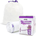 8NET 13 Gallon Kitchen Drawstring Trash liners Bags | 0.8 Mil | 24 x 27 - 100 Count Per Box (Box of 2) | Kitchen Home Office Bedroom Garbage Bags | Lavender Fresh Scent | White