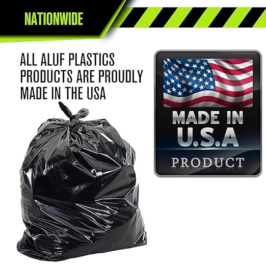 Aluf Plastics PG6-9560 Heavy Duty 95 - 96 Gallon Trash Can Liners - (Huge 50 Pack) - 2.0 MIL Thick Garbage Bags for Toter Contractors Lawn Leaf Yard Waste Commerical Kitchen Industrial Construc