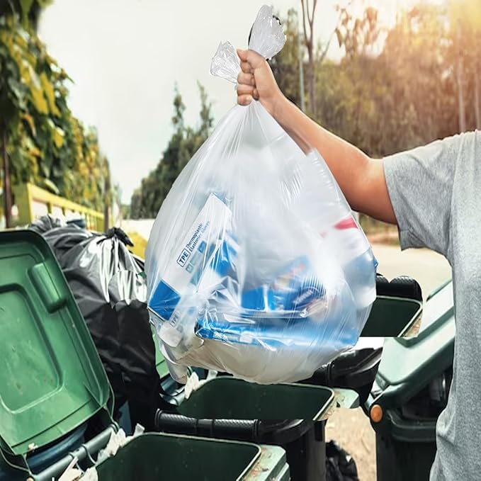 4-6 Gallon Trash Bags 1000 Count Bulk Value Pack Clear Plastic Recycling Bags Multi-purpose Garbage Bags for Business Home Bathroom Kitchen Commercial and Industrial