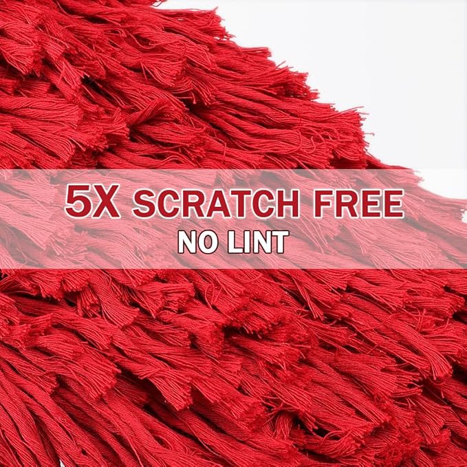 Car Duster Exterior with Extendable Handle Scratch Free Auto Wash Brush Mop Interior Detailing Kit for Truck RV Boat - Wax Cotton Duster &amp Interior Brush Red