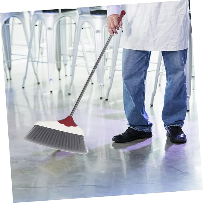 POPETPOP 1set Stainless Steel -Handle Broom and Dustpan for Home Cleaning Ergonomic Design Flexible Bristles Wind Dustpan for Easy Indoor and Outdoor Use