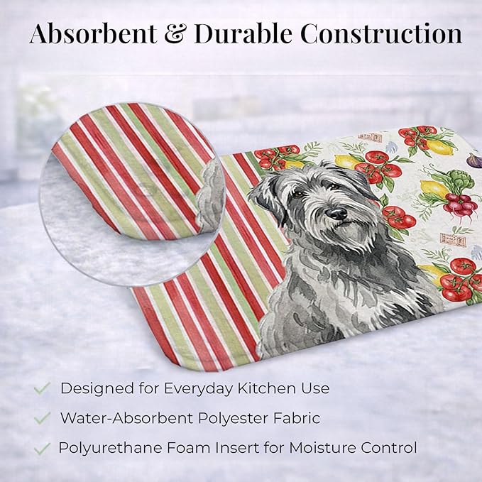 Caroline's Treasures Gray Briard Vegetables Dish Drying Mat Absorbent Dish Drying Mat Pad for Kitchen Counter Dish Drainer Mat for Countertop 14 x 21 Multicolor