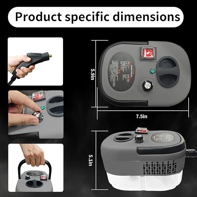 Steam Cleaner for Car 2500W High Pressure Steamer for Cleaning with 11 Attachments Portable Steam Cleaner For Car Detailing Home Upholstery Kitchen Bathroom Furniture Tile Grout (Grey)