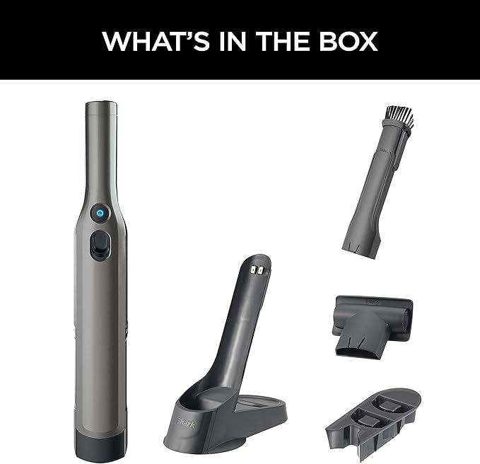 Shark WV201 WANDVAC Handheld Vacuum Lightweight at 1.4 Pounds with Powerful Suction Charging Dock Single Touch Empty and Detachable Dust CupGraphite Slate