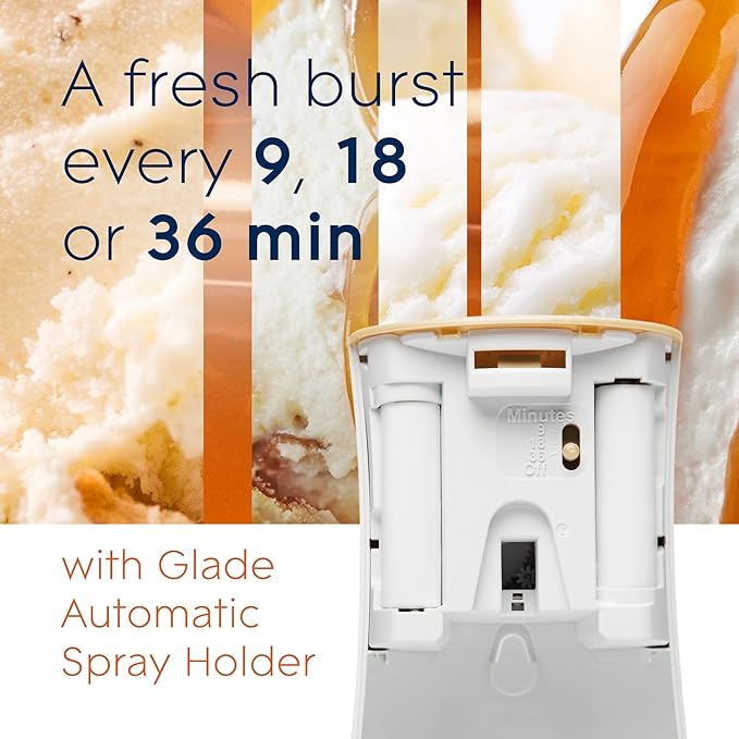 Glade Automatic Spray Refill Air Freshener for Home and Bathroom Vanilla Caramel Twist 6.2 Oz 6 Count