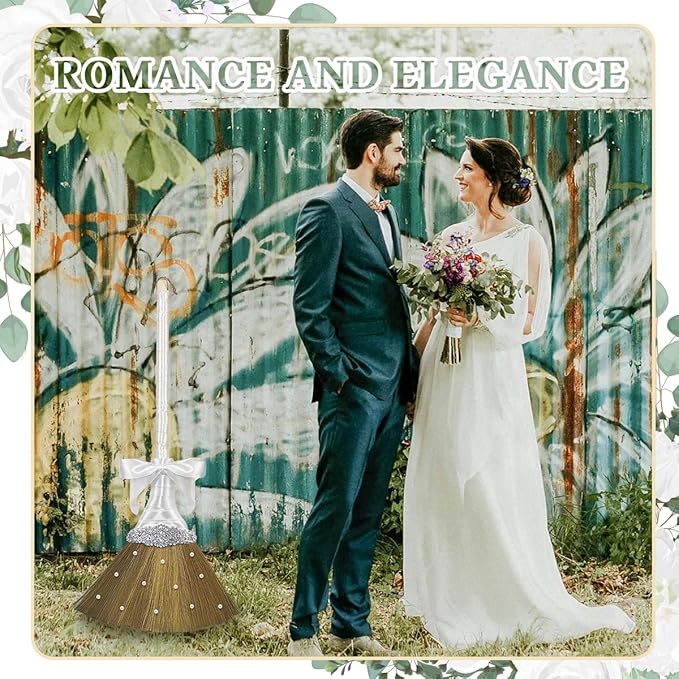 Wedding Brooms for Jumping CeremonyWhite Whisk Broom Wedding Broom with White Ribbon and Faux PearlsWhisk Broom Jumping The Brooms for Wedding DIY Wedding Ceremony Crafts