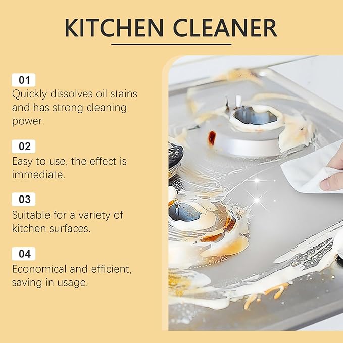 Kitchen Grease Cleaner Effective Stain Remover For Marble Stainless Steel Cabinets &amp Glass(3PCS)