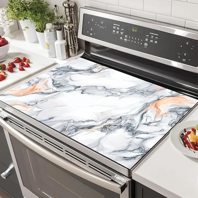 Stove Top Cover Diatomite Mat 28x20 Inch Marble Stovetop Covers Protector Heat Resistant Coffee Mat Kitchen Countertop Pad Laundry Surface Cooktop Cover Decor