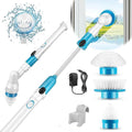 Electric Spin Scrubber360 Cordless Tub and Tile ScrubberMulti-Purpose Power Surface Cleaner with 3 Replaceable Cleaning Scrubber Brush HeadsExtension Handle Shower Scrubber for Bathroom Floor Tile