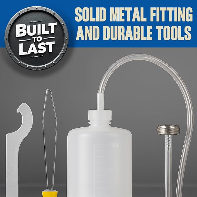 Kegerator Cleaning Kit with 1 LB Beer Line Cleaner Made in USA – 30+ Uses Complete Keg Cleaning Kit with Metal Coupler Squeeze Bottle Wrench Detailed Instructions Storage Bag &amp Beer Tap Brush