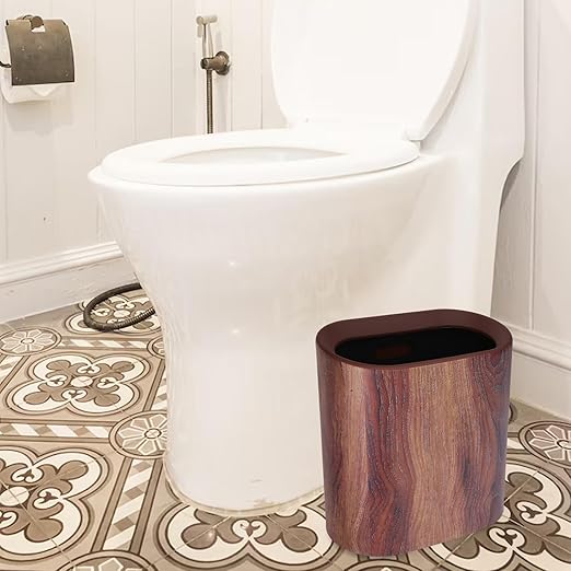 Narrow Marble Pattern Trash Bin Wastebasket for Home Kitchen Bathroom Bedroom Office Space-Saving Household Rubbish Can