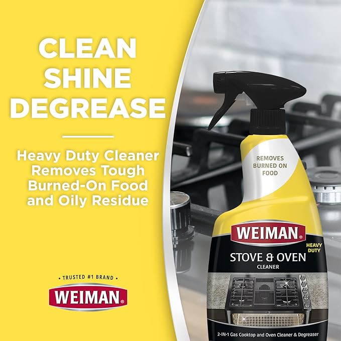 Weiman Heavy Duty Stove and Oven Cleaner and Degreaser for Glass Ceramic Cooktops BBQ grill grates - 2 Pack 24 Oz w/MicroFiber Towel