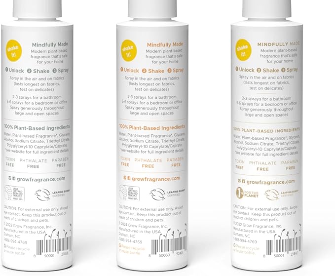 Grow Fragrance 100% Plant-Based Air Freshener Spray | Freshen Fabric &amp Rooms | Golden Grove Woodland Sage Blondewood Scents | Made with Natural Essential Oils - Variety 3 Pack 5 oz each
