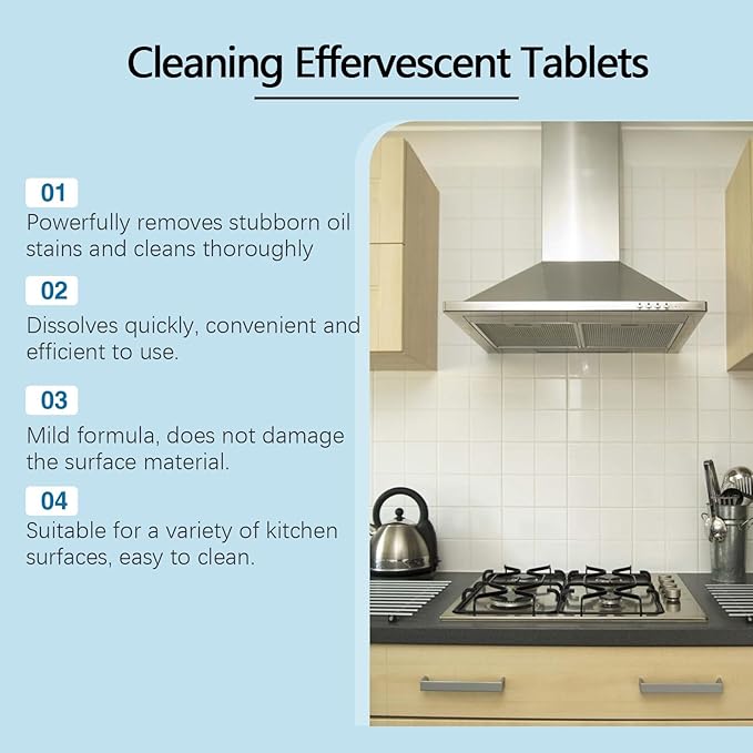 Kitchen Grease Cleaning Sheets Multi-Purpose Degreaser For Stovetops &amp Surfaces Fast Dissolving(2PCS)