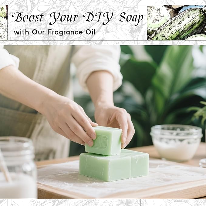 HIQILI Cucumber Fragrance Oil for Diffuser Use Fresh Scents for DIY Soap Body Spray Candle Supplies for Candle Making - 5.07 Fl Oz