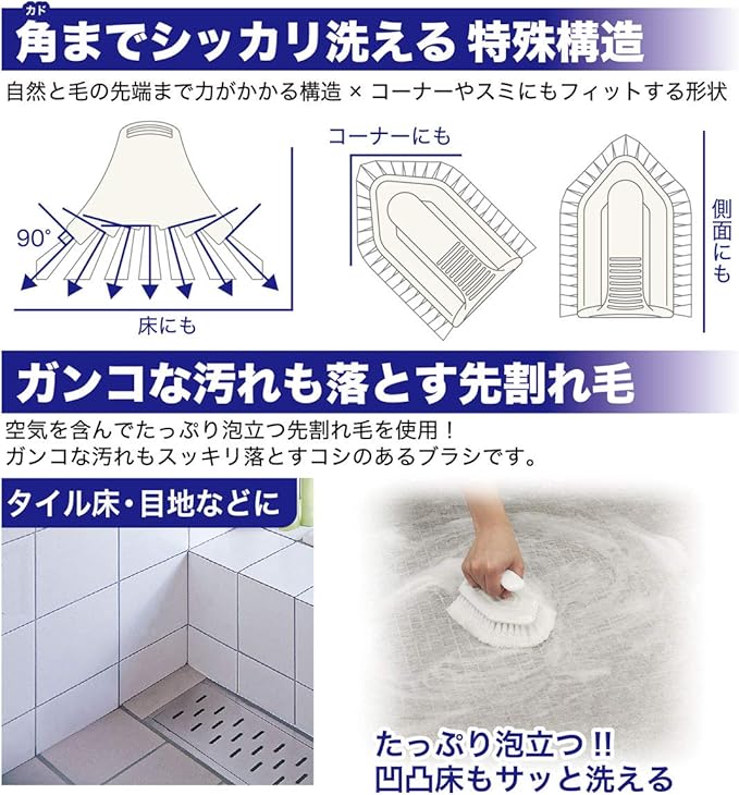 15 cm Width Bathroom Cleaning Brush White App 11.5 H x 7.8 W x H Corner Bath Brush Works Tile Floor Grout for BT – 120