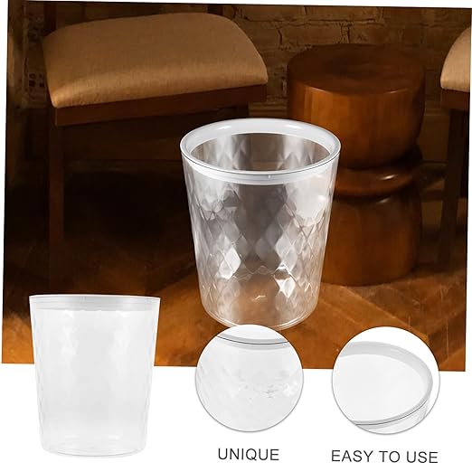 Transparent Trash Wastebasket for Bathroom Bedroom Office Capacity Easy Disposal Stylish Design Garbage Container for Home Use