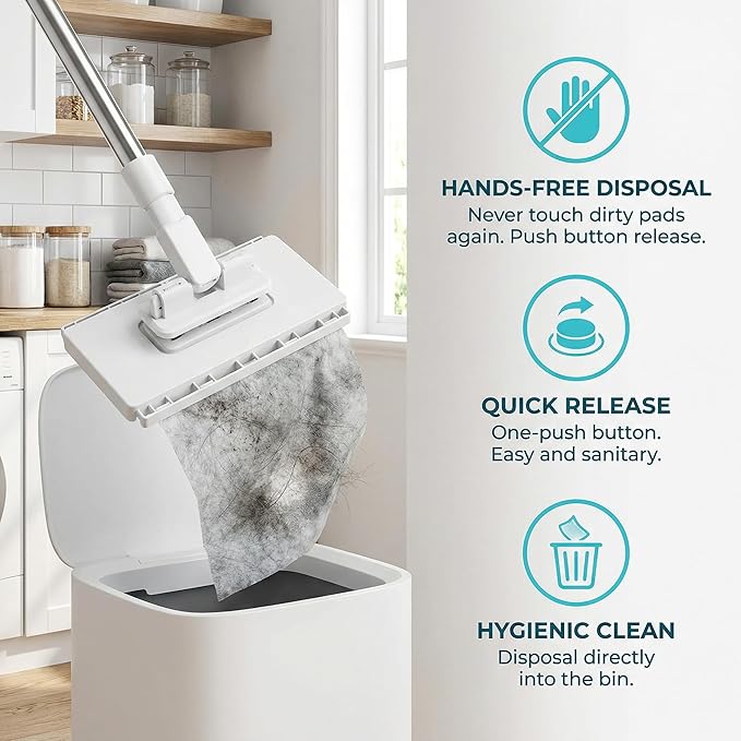 2026 New Lazy Mop Clip-on Reusable Mini Mop Comes with 4 Reusable Cloths Automatic Cloth Change  Suitable for Wet and Dry Use Zero-Touch Cloth Operation Suitable for Floors and Walls