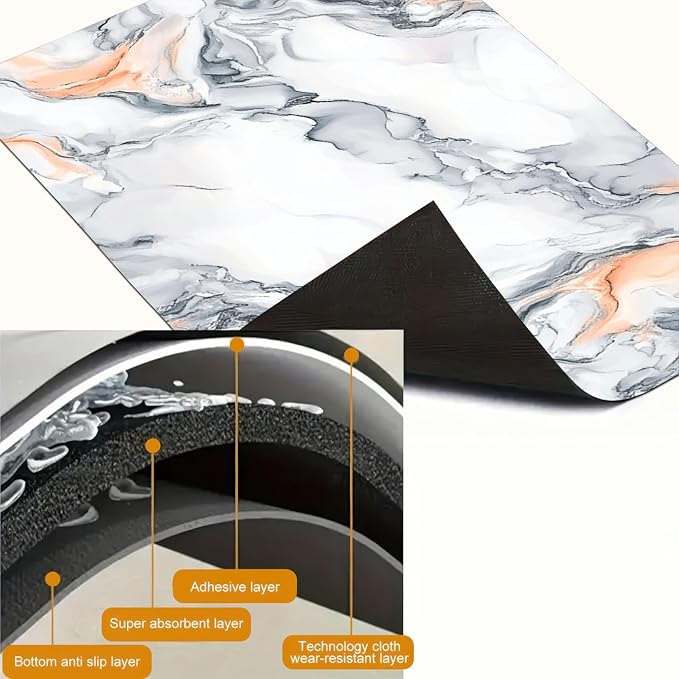Stove Top Cover Diatomite Mat 28x20 Inch Marble Stovetop Covers Protector Heat Resistant Coffee Mat Kitchen Countertop Pad Laundry Surface Cooktop Cover Decor