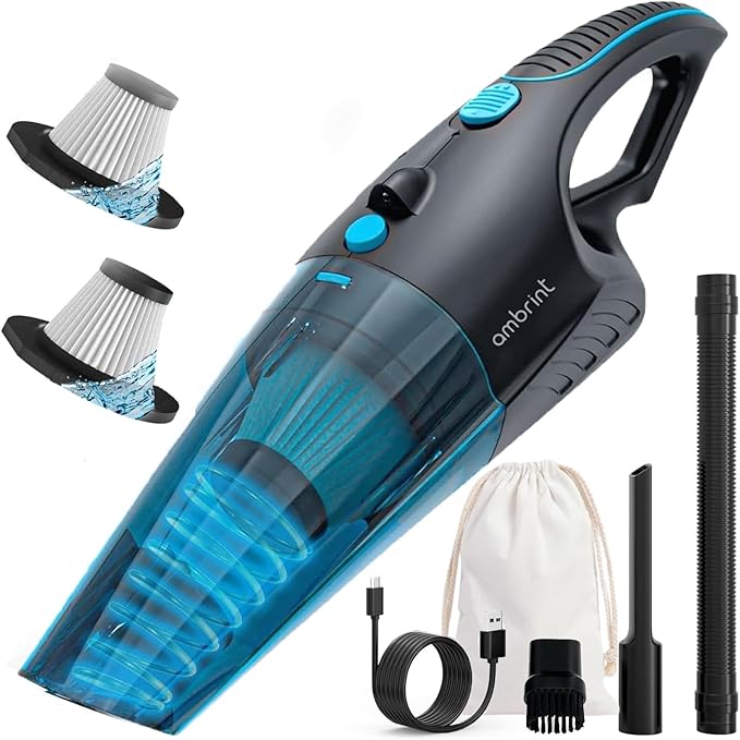 Handheld Vacuum Cordless Rechargeable – 13000PA Powerful Car Vacuum with Best Suction Lightweight Mini Cleaner for Home/Office High-Power Dust Busters for Pet Hair USB Charging &amp LED Light
