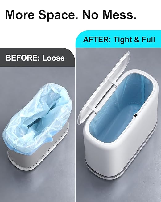 3 Gallon Slim Small Bathroom Trash Can with Lid White Dog Proof Garbage Can with Air-Press Bag Expander &amp Removable Bucket Narrow Bathroom Waste Basket for Bedroom Office Dorm
