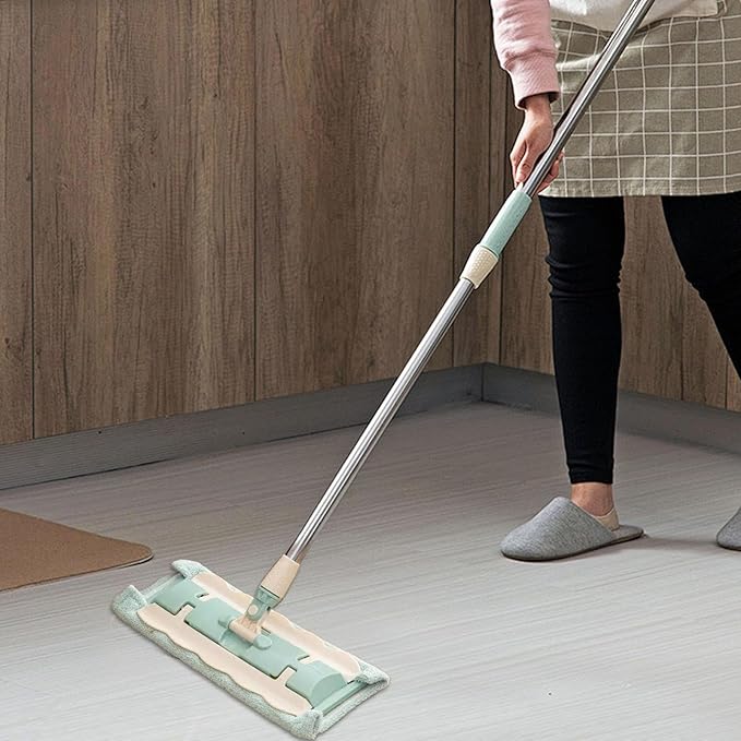 Dust Mop - Wood Floor Mops | Dry Floor Cleaning For Wood | Professional Microfiber Mop | Flat Mop With Stainless Steel Handle | Retractable Handle Dust Cleaning Supplies For Hardwood Tile Kitchen Bath