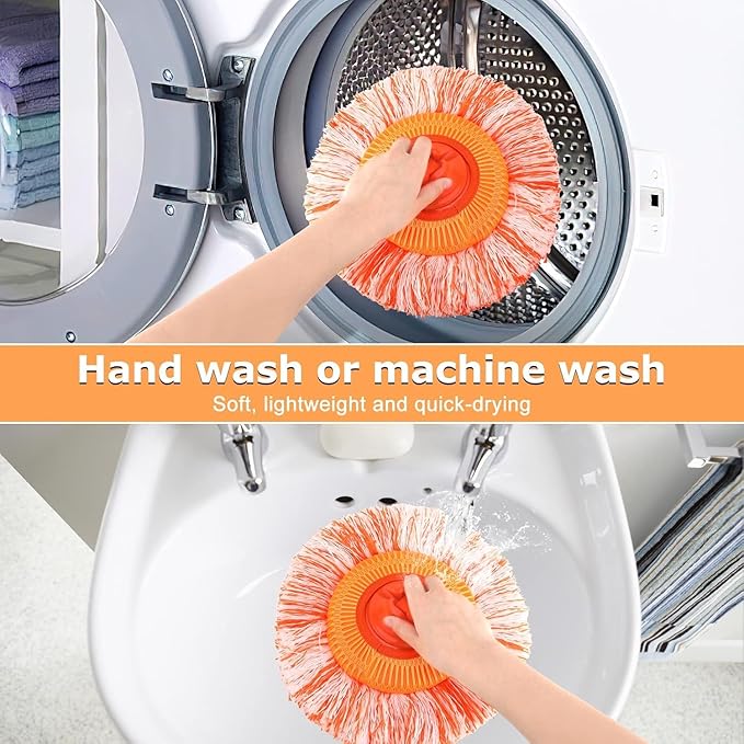 61 in Adjustable Cleaning Mop Dolodomy 180° Rotatable Mops for Floor Cleaning with 4 Reusable Heads 2 Fabrics Wall Mop for Floor Door Window Ceiling and Bathroom