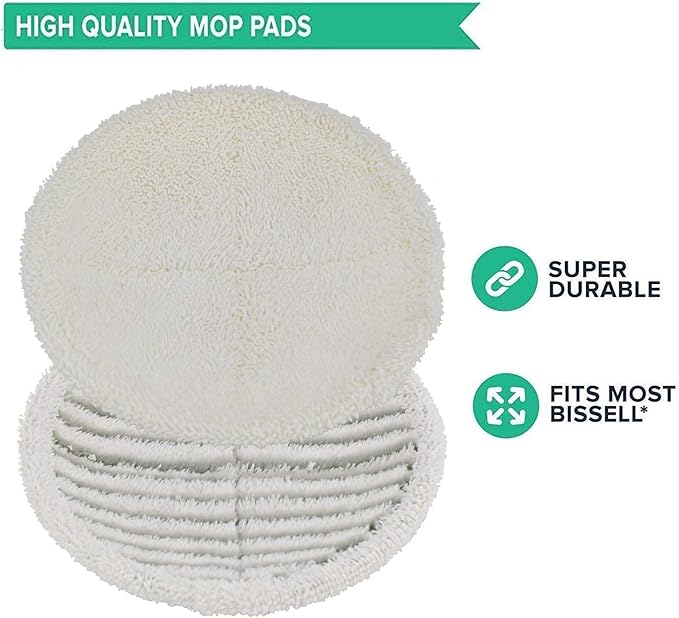 Replacement Mop Pads Compatible with Bis-Sell Spinwave 2124 2039A 2307 23157 20391 20399 - Hard Floor Mop Pads Kit (Included 4 Soft Pads+4 Scrubby Pads)