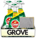 Comet Ultra Lemon Scent Concentrated Bathroom Cleaner Spray 32 oz (3-Pack) Bundle with Microfiber Cleaning Cloth – Dissolves Soap Scum Disinfects and Cleans Stains – Gift Set (4 Items)