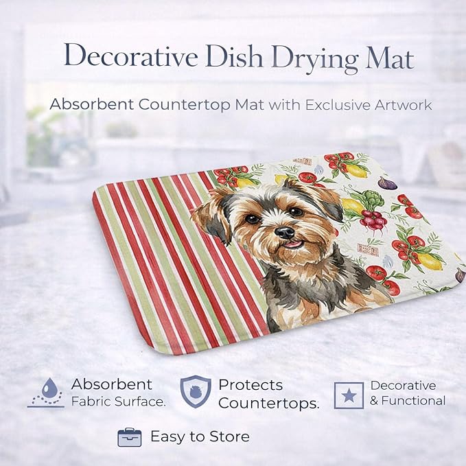 Caroline's Treasures Yorkiepoo Vegetables Dish Drying Mat Absorbent Dish Drying Mat Pad for Kitchen Counter Dish Drainer Mat for Countertop 14 x 21 Multicolor