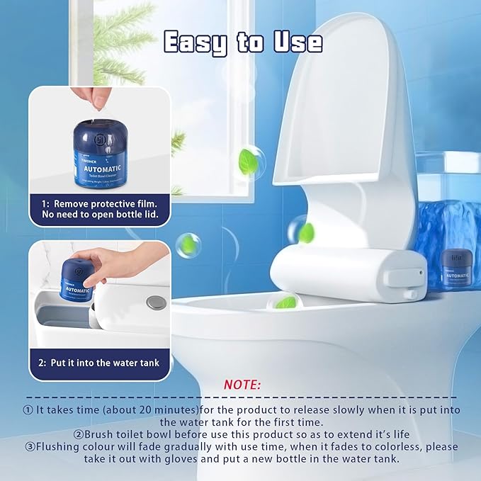Toilet Bowl Cleaner Automatic Long Lasting Continuous Toilet Bowl Cleaners 3 Bottles Toilet Bowl Cleaning Tablets 30 Count Fast Dissolve Plastic-free Powerful Clean Septic Safe