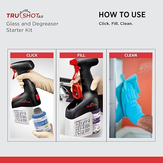 SC Johnson Professional TruShot 2.0 Multi-Surface Glass &amp Degreaser Mobile Dispensing System Starter Pack 1 Trigger Dispenser 2 Cleaning Concentrate Cartridges for Professional Use