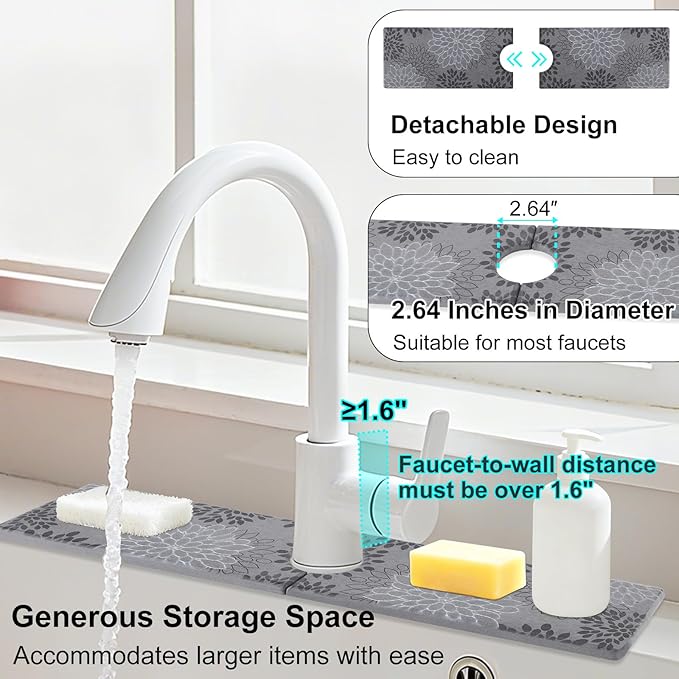 3 PCS Large Stone Dish Drying Mat for Kitchen Counter Quick Dry Stone Dishes Mats Cup Coasters Sink Faucet Mat Water Absorbing Diatomaceous Earth Drying Pad for Countertop Tableware Bottles