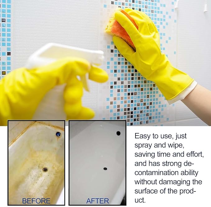 Multi-Purpose No-Rinse Cleaner: Heavy-Duty Stain &amp Grease Remover For Kitchen Bathroom Sink &amp Tiles(2PCS)