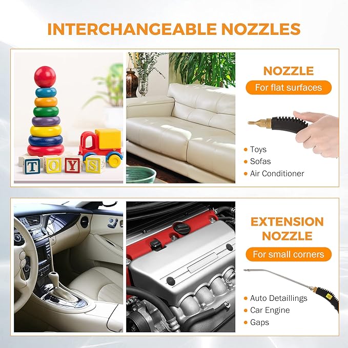 BEAMNOVA Power Car Steamer for Auto Detailing High Pressure Handheld Steam Cleaner with 1.4L 0.37Gal Water Tank 2500W Portable Electric Steam Cleaning Machine Home Use Kitchen Floors Tools