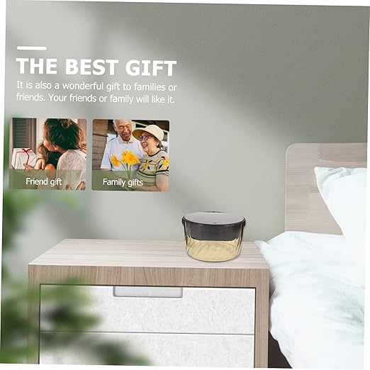 PRETYZOOM Press Type Garbage Can Small Waste Basket Plastic Trash Can Lid Compressible for Bedroom Handheld Trash Bin
