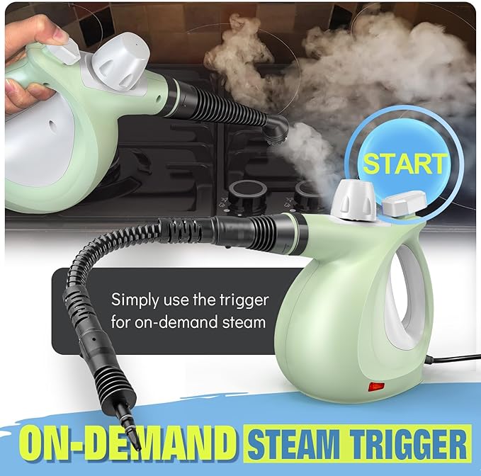 Steam Cleaner Powerful Pressurized Handheld Steam Cleaner for Home with 11-Pc Set – Chemical-Free Multi-Surface Steamer for Effective Cleaning Perfect for Furniture Upholstery Grout Couch &amp C