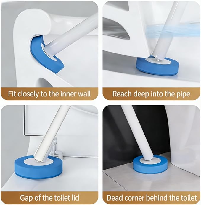 Disposable Toilet Brush and Holder Set with 64 Replacement Heads Economical Home Toilet Cleaner Wand for Easy Refill Replacement Compact Hygienic Toilet Bowl Brush for Family Bathroom