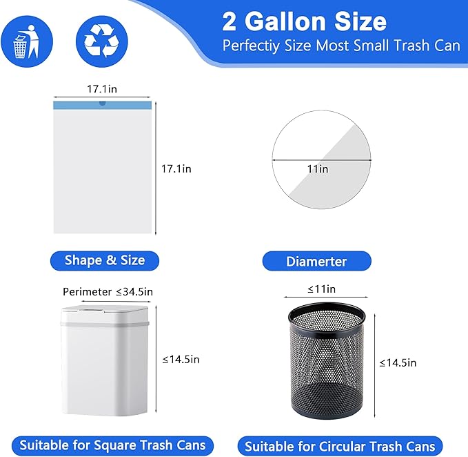 Small Trash Bags 2 Gallon 360 Count -1.2 Mil Drawstring Mini Garbage Bags White Plastic Trash Can Liners for Bathroom Accessories 7.5 Liter Bedroom Dorm Room Essentials Office