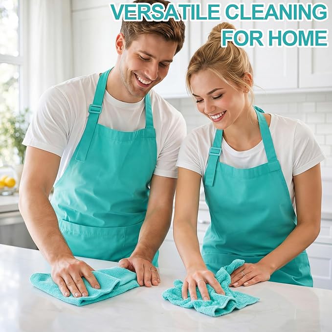 Nuenen Cleaning Cloths for Cars 16 x 16 Inch Ultra Absorbent Towels Drying Microfiber Reusable Cleaning Supplies House Kitchen Window Microfiber Towel(Teal Blue60 Pcs)