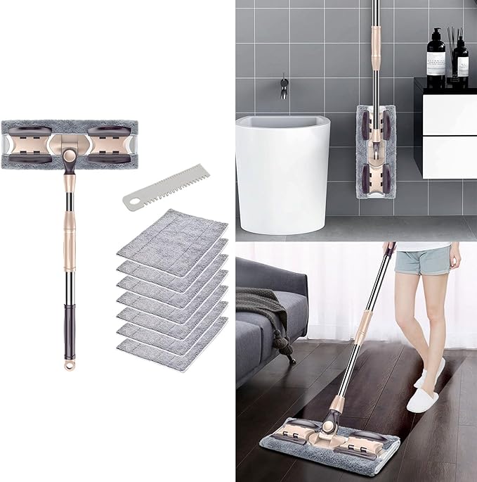 Easy to Use Extended Rectangular Mop for Home 360 Degree Dusting Microfiber Pad 133cm Handle Flat Floor Microfiber Mop