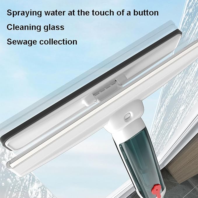 Extension Pole Window Cleaner Multi-Functional Glass Cleaning Household with Silicone Wiper Water Jet Window Cleaner Outdoor Window Cleaning Tools